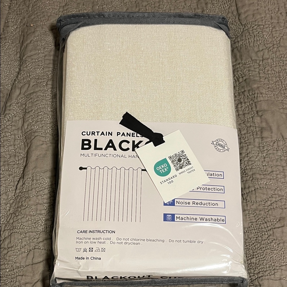 New 100% Blackout Shield Linen Blackout Curtains 84”x50” pair cream